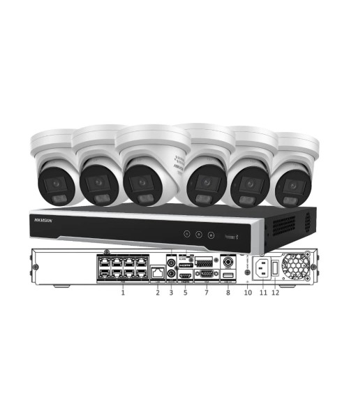 Hikvision 6 × 6MP ColorVu 3.0 Active-Deterrence CCTV Kit with 8 Channel 8K NVR 2TB Hard Drive