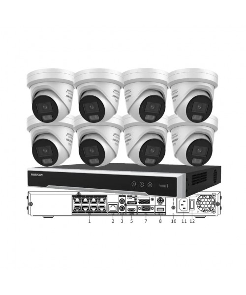 Hikvision 8 × 8MP ColorVu 3.0 Active-Deterrence CCTV Kit with 8-Channel 8K NVR 4TB Hard Drive