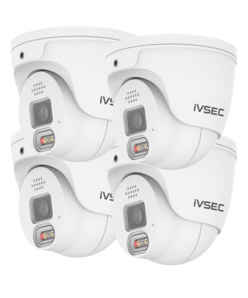 IVSEC PRO 880D 8MP 4K 106° 25fps AI PoE ONVIF Sony Sensor Dome Security Camera - IVNC-880D-AI (4-Pack)