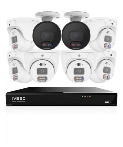 IVSEC 8MP 4K AI 2TB 8CH 6x850D + 2x850B Cameras UHD NVR CCTV Security System (8x8)