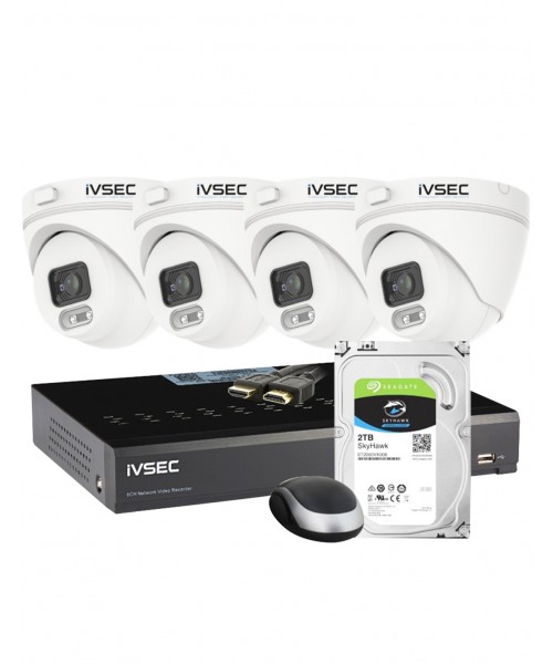 IVSEC 4MP LX-Series 4CH 4Cam IP Ethernet CCTV Security Kit