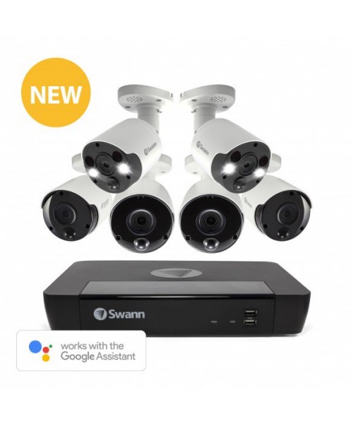 Swann 8 Channel 8MP Ultra HD NVR-8580 with 2TB HDD & 4 x 8MP NHD-887MSB Bullet Cameras & 2 NHD-887MSFB Spotlight Cameras