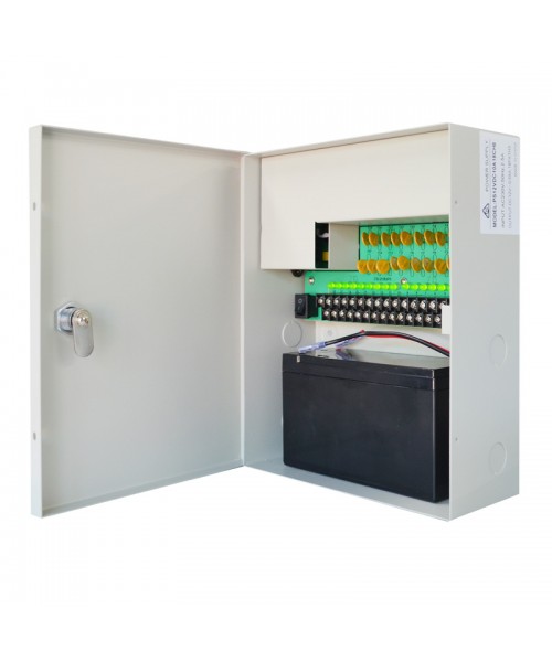 Securview 12VDC 10A 18CH Surveillance Power Supply with Battery Backup